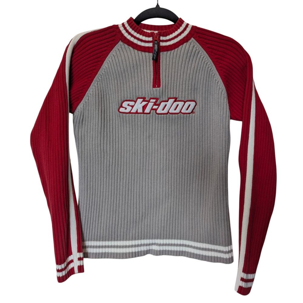 BRP Ski-Doo Red Cable Knit Quarter Zip Small